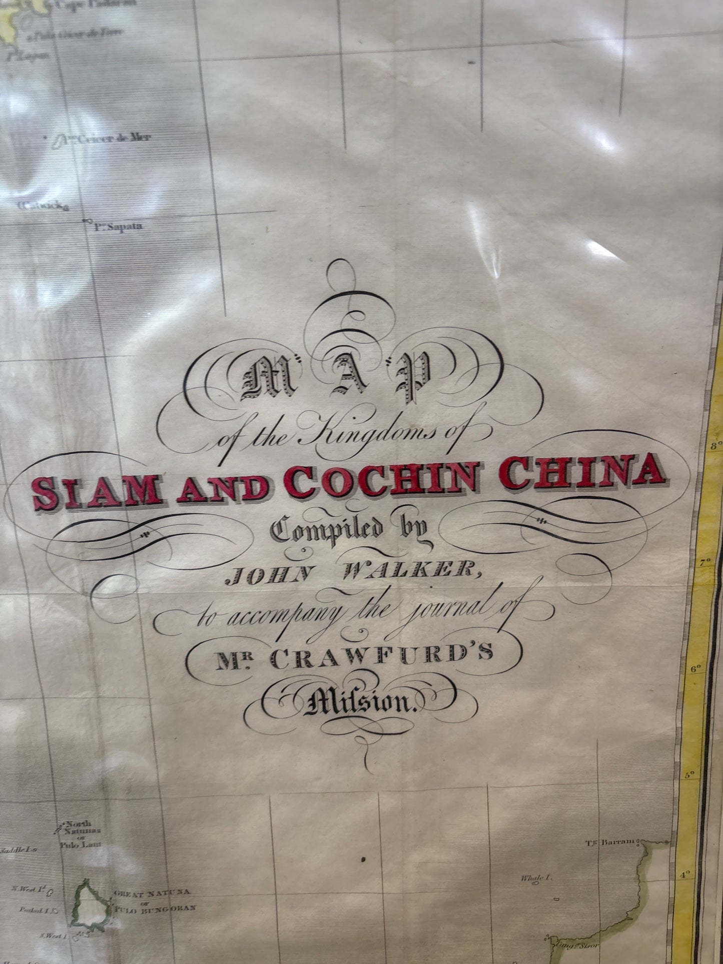 Map of the Kingdoms of Siam and Cochin China - Walker, 1828