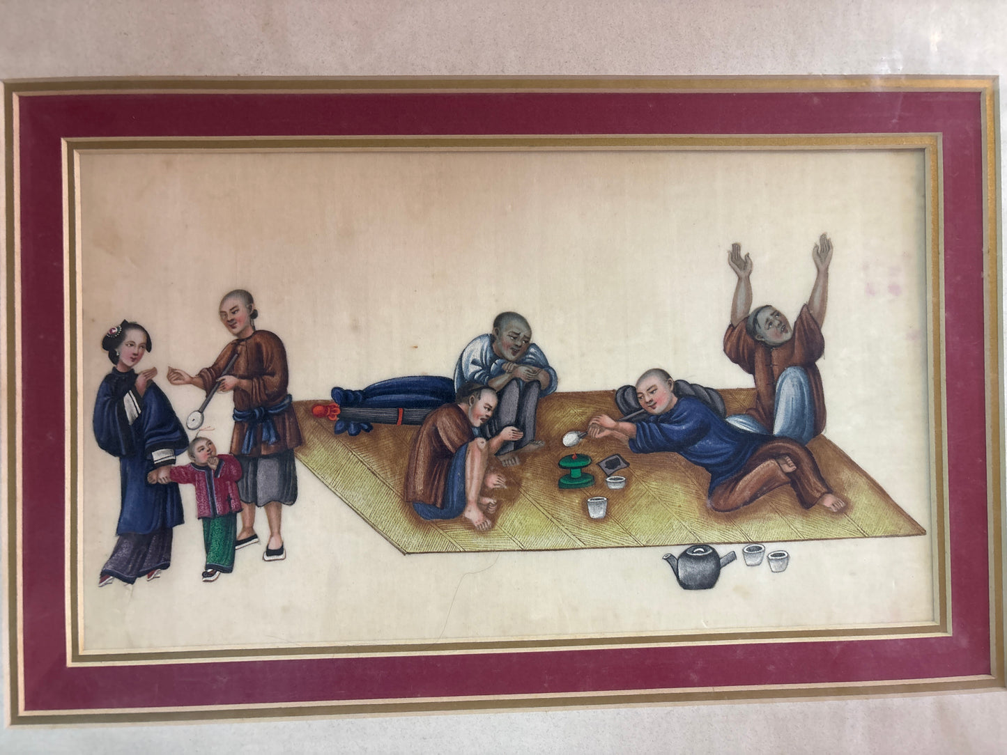 Set of Four Pith Paper Paintings (Opium) - Canton 1840-1860