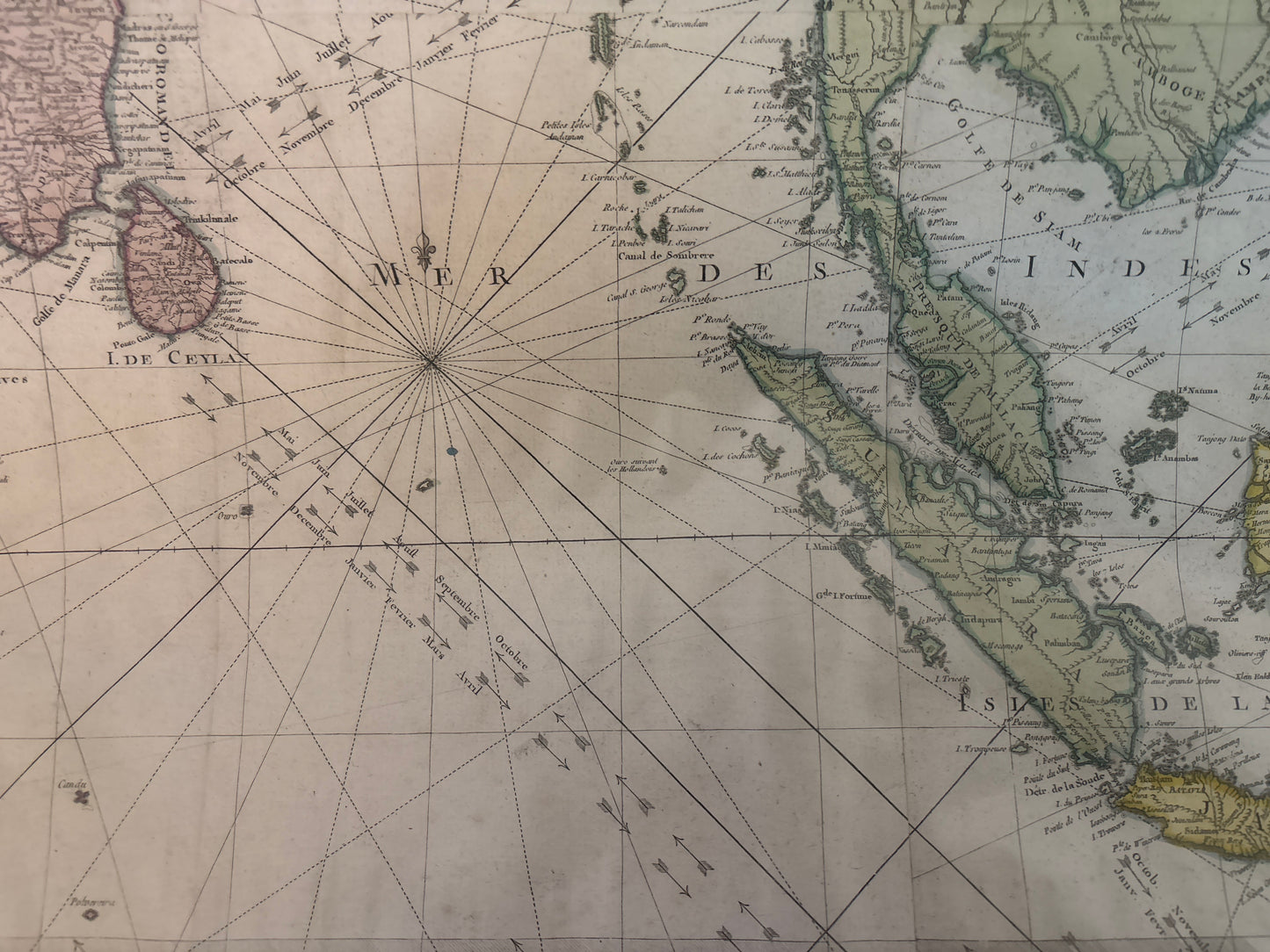 Carte Hydro-Geo-Graphique des Indes Orientales (Map of Asia) - Lattré 1771