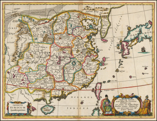 Imperium Sinicum Quindecupartitum - Kircher 1670 (Map of China)