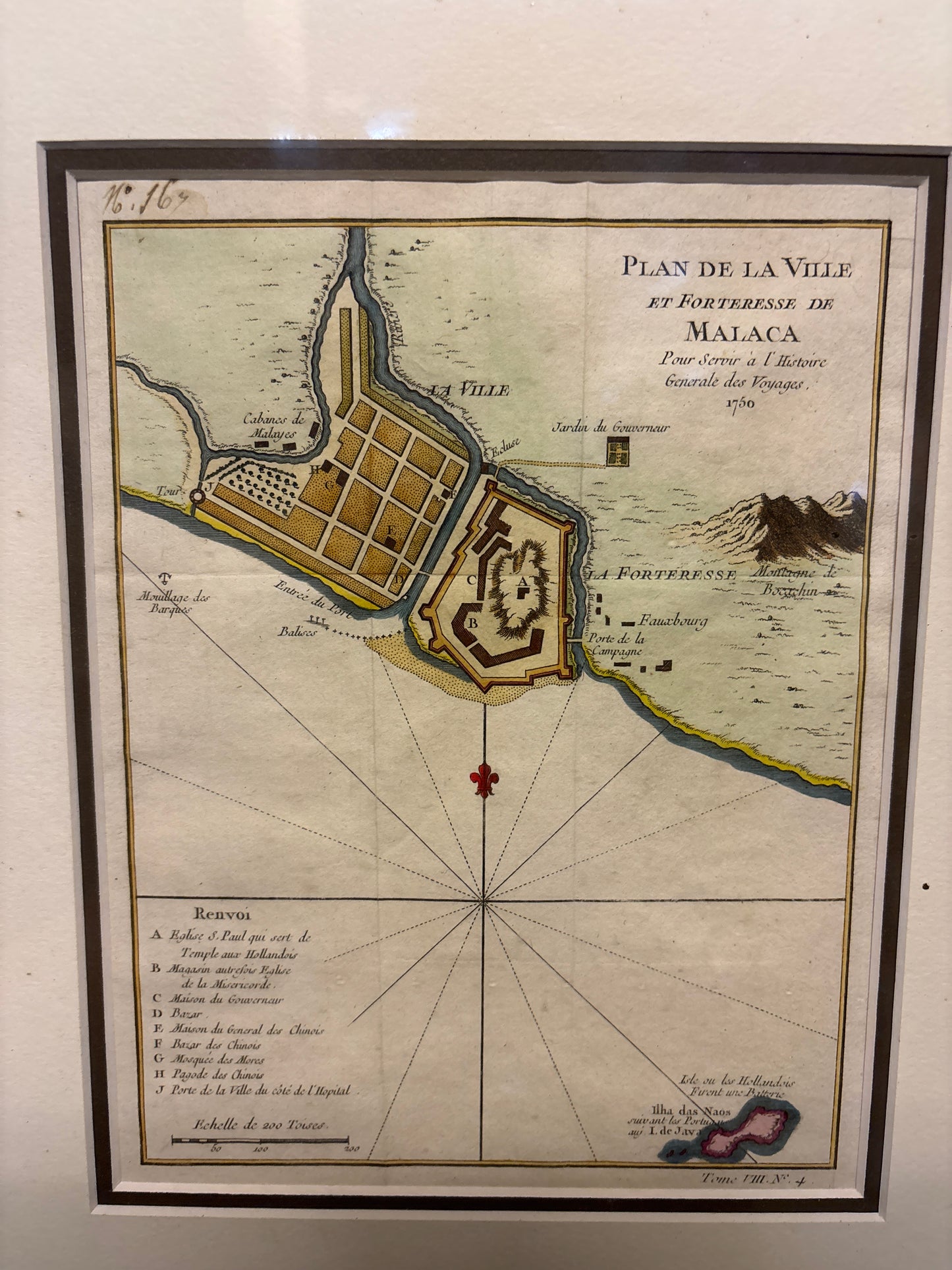 Plan de la Ville et Forteresse de Malaca - Bellin 1750