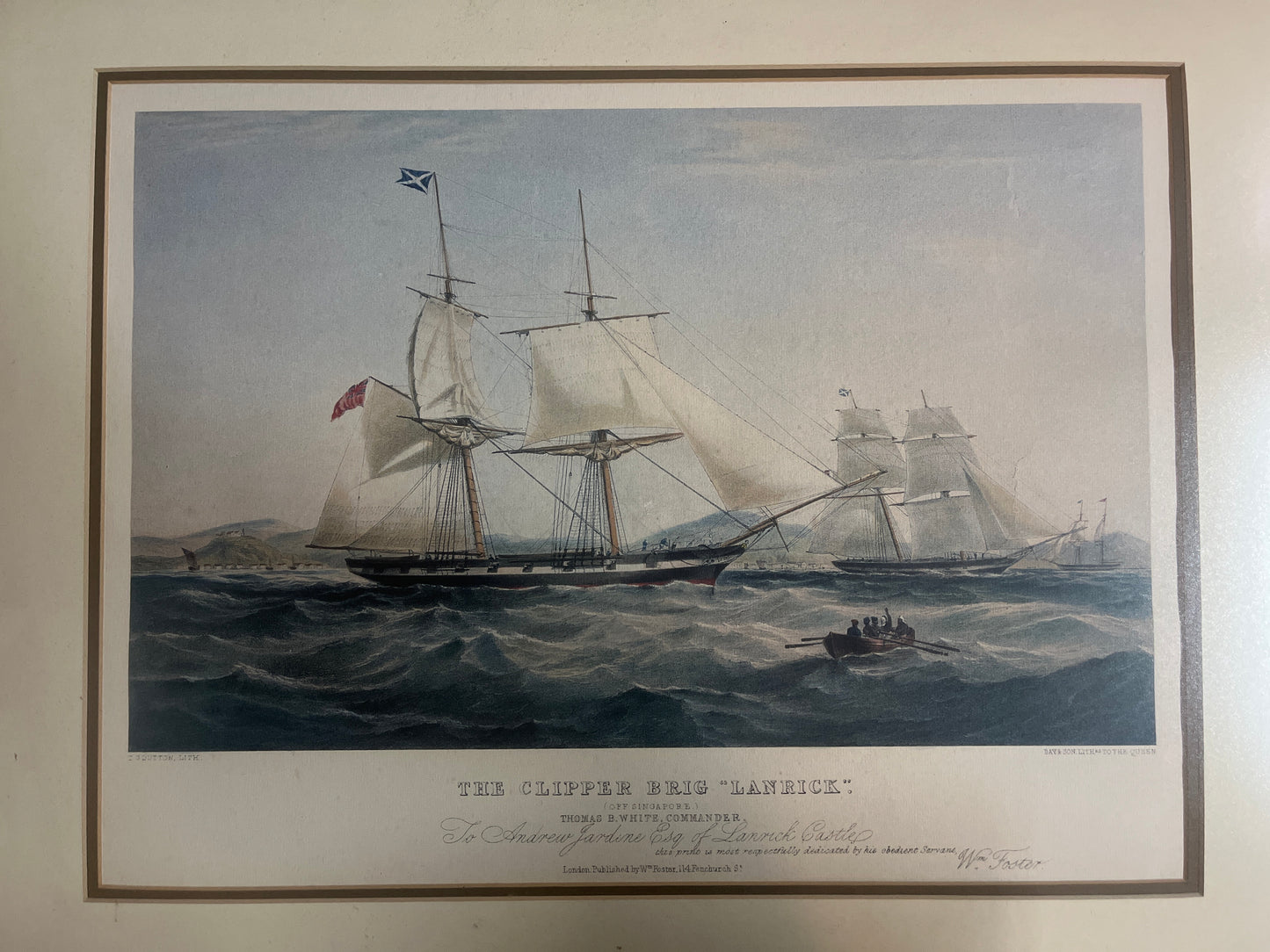 The Clipper Brig "Lanrick" (Off Singapore) - Dutton c.1848