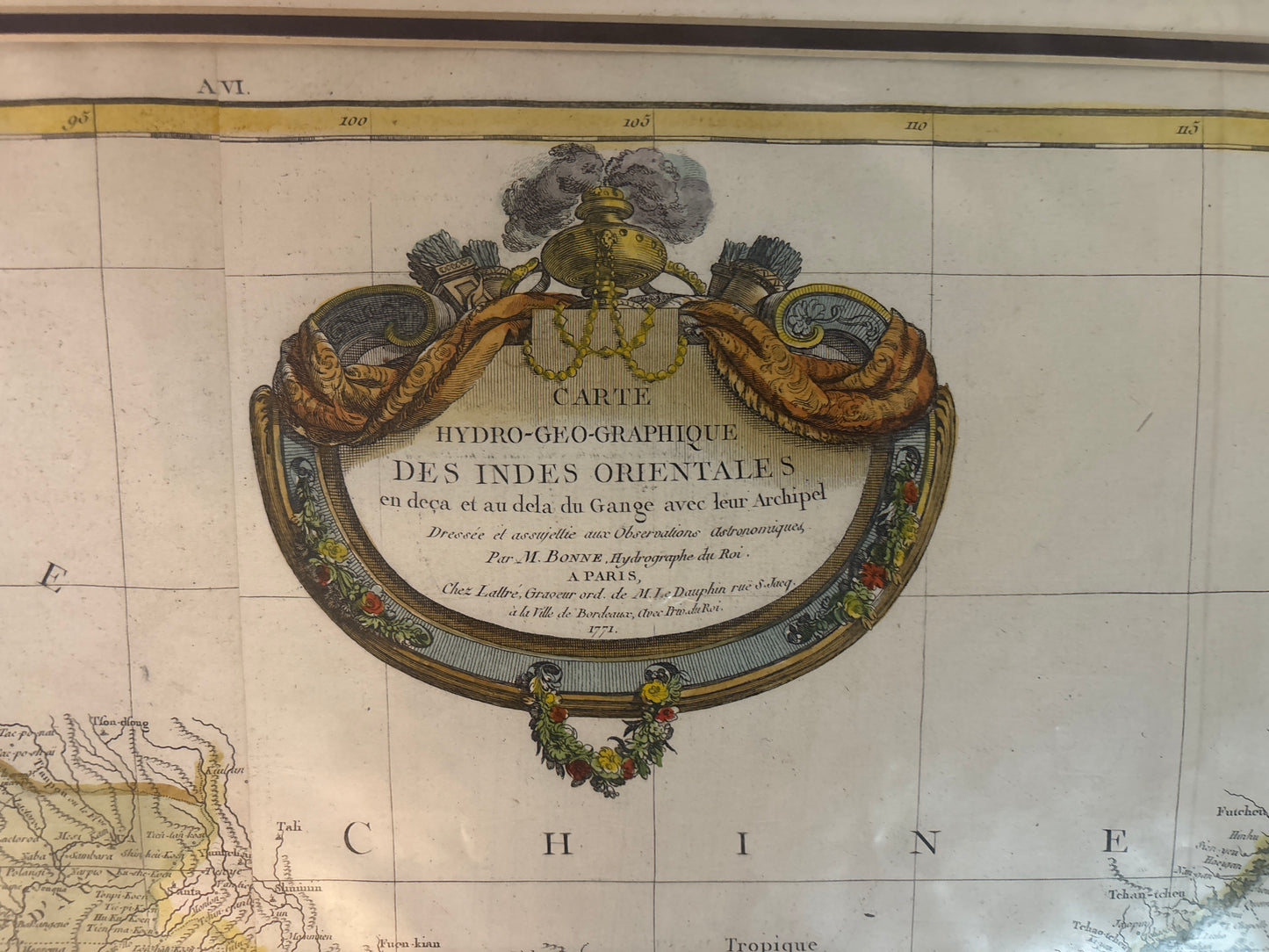 Carte Hydro-Geo-Graphique des Indes Orientales (Map of Asia) - Lattré 1771