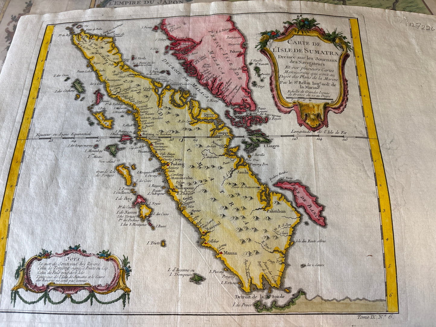 Carte de l'Isle de Sumatra (Map of the Island of Sumatra) - Bellin c.1750