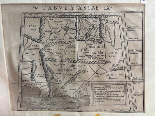 Vintage map of Asia with text and labels on a textured background