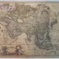 Vintage map of Asia with decorative elements 