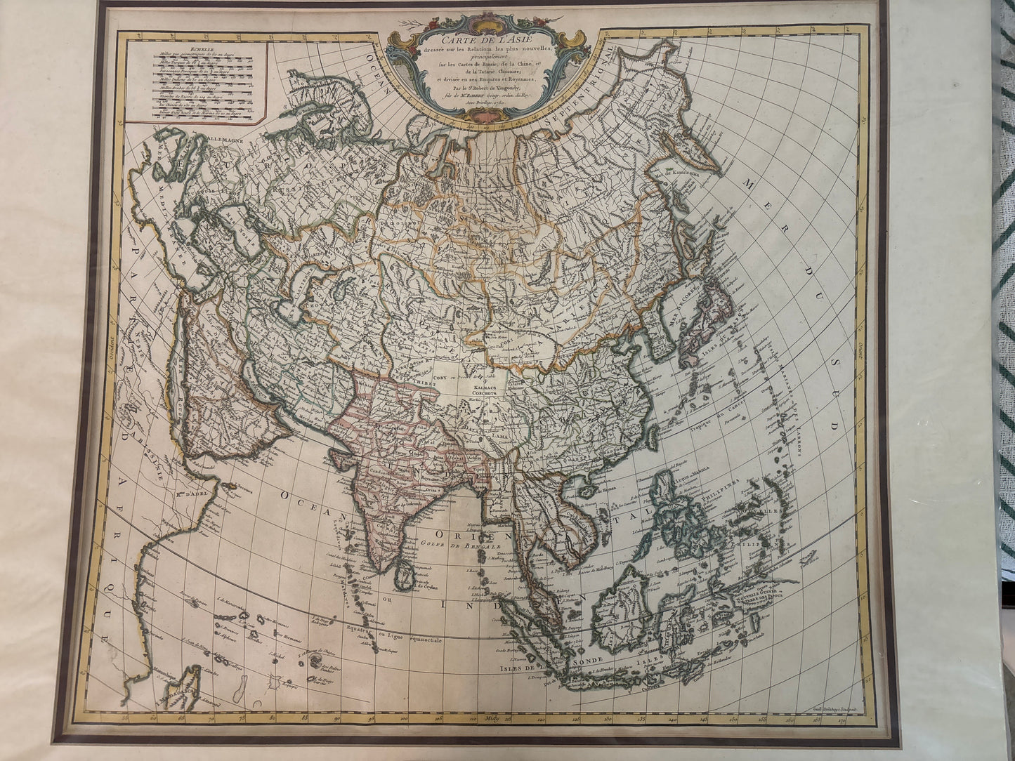 Vintage map of Asia with decorative border and title
